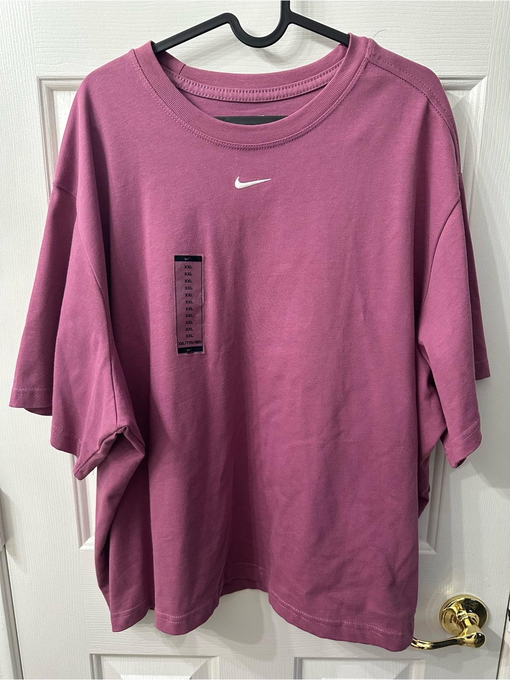 Nike Women’s Tee Loose Fit Oversized Crewneck White Logo Mauve Crop Top XXL NWT
